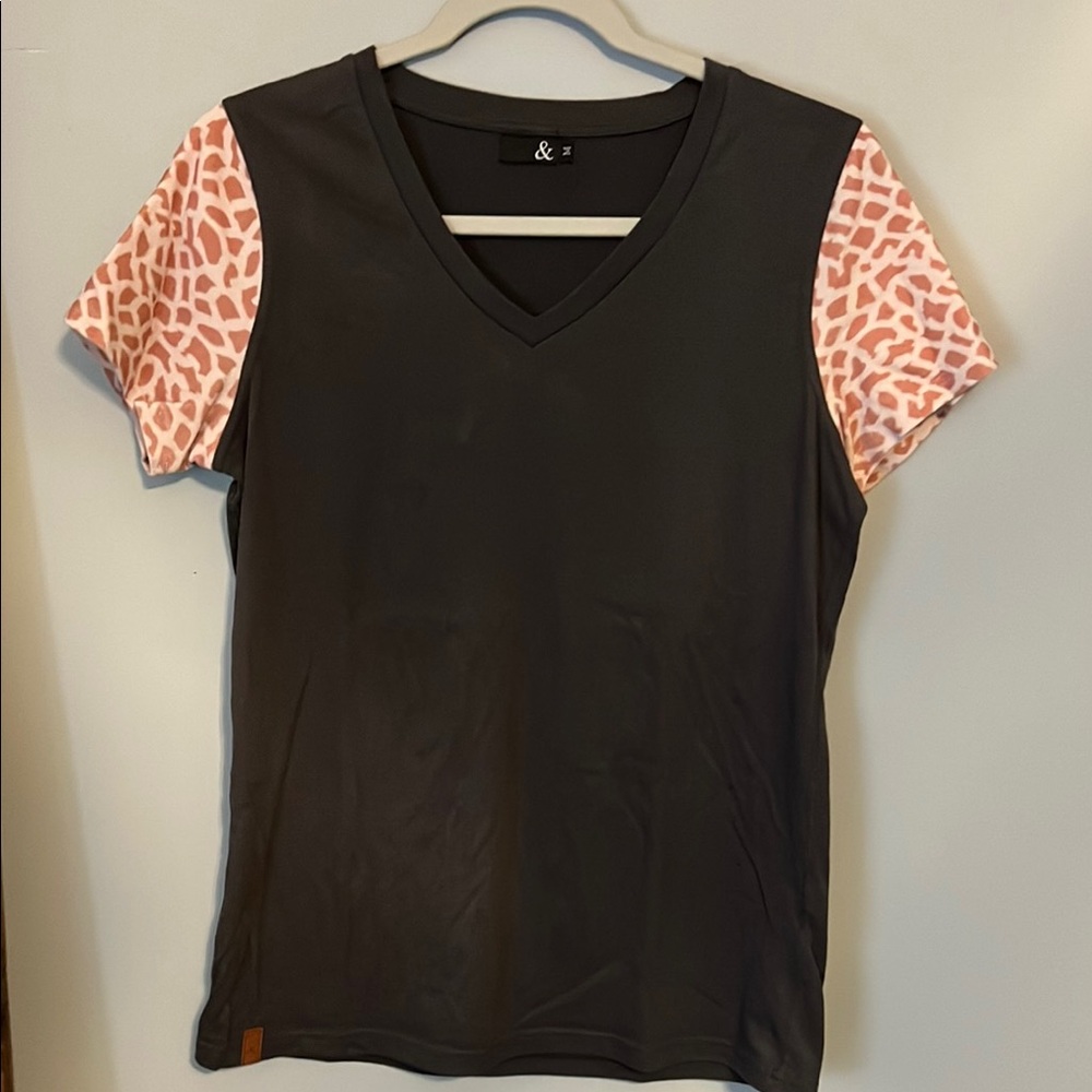 AMPERSAND AVE Brown Fitted Short Sleeve T-Shirt